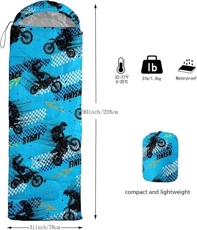 QOOMO Camping Sleeping Bags,3 Season Warm & Cool Weather,Lightweight,Waterproof Sleeping Bags for Adults & Kids,Traveling,and Outdoors,Camping Gear Equipment