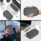 CAAORDKSO Electronics Organizer Case, Cable Organizer Bag Waterproof Electronic Accessories Carry Case with Handle for Cable, Cord, USB, Charger, Phone, Power Bank, Earphone (Dark Gray, Medium)