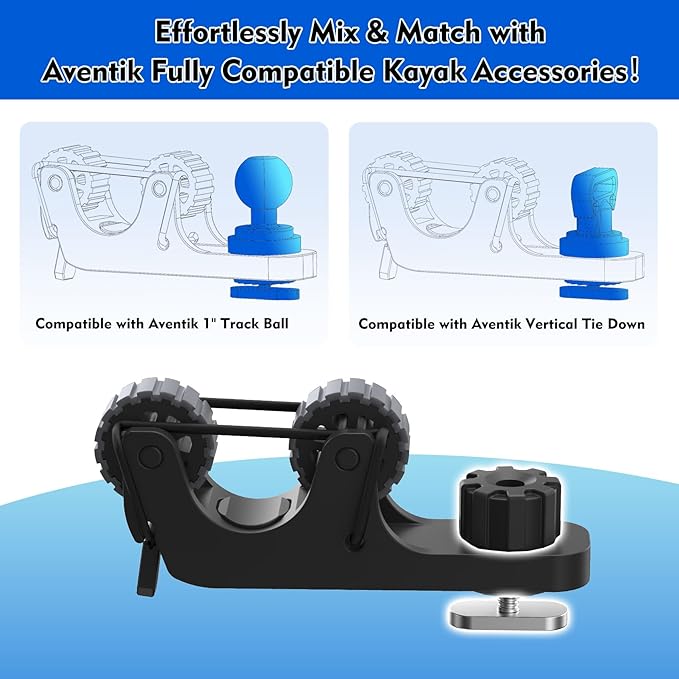 1006 2 PCS Adjustable Kayak Paddle Holder Track Mount Fits Various Shaft Diameters –Universal Rail Mount for Paddle, Fishing Rod, Net – Kayak Accessories for Fishing & Touring