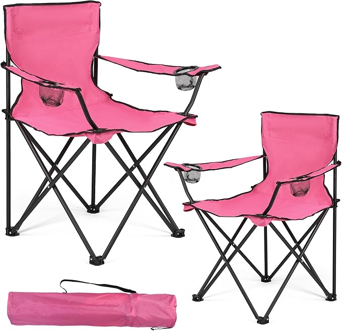 2 Pack Camping Chairs -Lightweight and Supportive Chairs for Adult and Lightweight Individuals - Compact, Durable, and Portable - Ideal for Camping, Hiking, Beach, and Picnics -Carry Bag