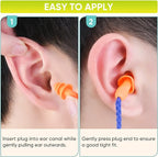 TICONN 48 Pairs Reusable Silicone Ear Plugs for Sleeping Noise Cancelling, Individually Wrapped 25dB NRR Corded Earplugs for Study Concentration Travel (48 Pairs)