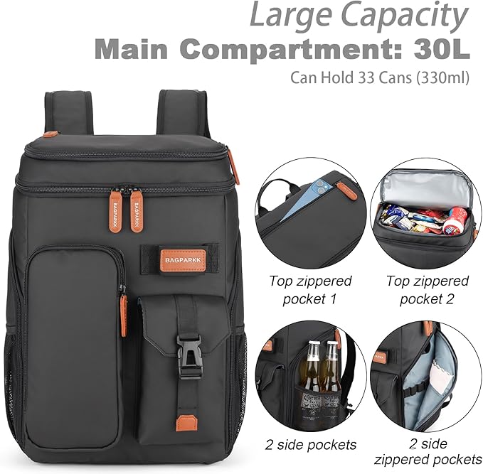 Insulated Cooler Backpack,33/45 Cans Multifunctional Double Deck Leakproof Cooler Bag with Sternum Strap,Large Capacity Lightweight Travel Camping Beach Backpack