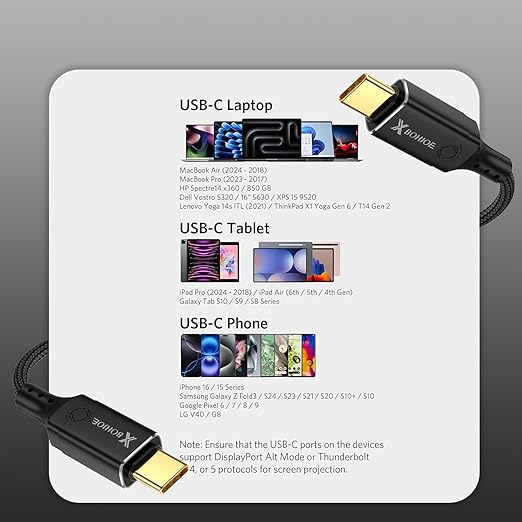 40Gbps USB 4.0 to USB C Cable for Thunderbolt 4 Cable 3.3ft USB4 Sync 8K/5K@60Hz Display Type C 240W Charging Compatible iPhone 15/16 Pro/Max GoogL/MacBook Pro/Air iPad Laptop Monitor(Black)
