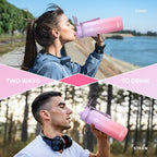 32oz Water Bottle with Removable Straw and Spout Lid Two Ways to Drink, 18/10 Stainless Steel Insulated Water Bottle, BPA-Free, Leak Proof, Double wall, for Sports, Gym