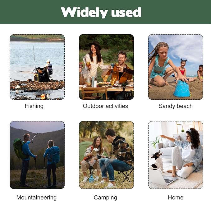 Portable Folding Camping Stool, Travel Fishing Chair Quad Frame Camping Chair Maximum Weight 290 lbs Lightweight Outdoor Folding Garden Chair for Hunting, Hiking, Party, Beach and Painting (Green)