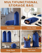6 Pcs Single Shoe Bags for Travel, 17.3"x8.6" Washable Travel Shoe Bags for Packing in Suitcase, Velvet Dust Bag with Drawstring, Shoe Pouch for Women and Men, Travel and Home Storage(Palace Blue)