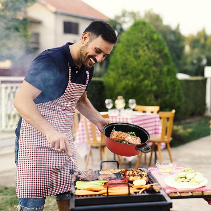 Non-Stick Cookware Set, Portable Lightweight Cast Iron Pots and Pans with Glass Lids and Nylon 4 Piece Set Utensils for Outdoor Camping Picnic Travel