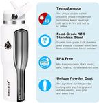 SENDESTAR 40oz Water Bottle Wide Mouth Stainless Steel Vacuum Insulated Double Wall with 2 Straw Lids Fit in Any Car Cup Holder