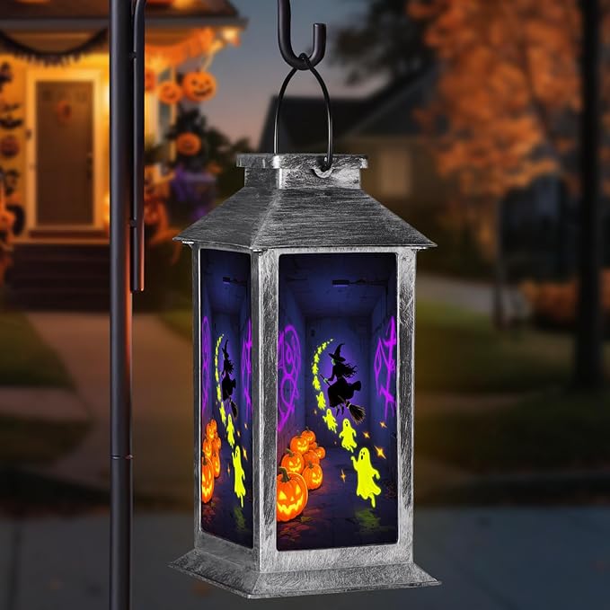 Halloween Decorations Outdoor,Halloween Hanging Decorations,Solar Lantern,Decor for Home Outside Porch Garden Yard Lawn Party Decorations（Ghost Witch Pumpkin）