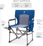 EVER ADVANCED Camping Directors' Chair with Side Table, Portable Folding Chair with Compact Size, Heavy Duty Lawn Chair with Pocket for Camping, Lawn, Sports and Fishing, 400lbs, Blue 2 Pack