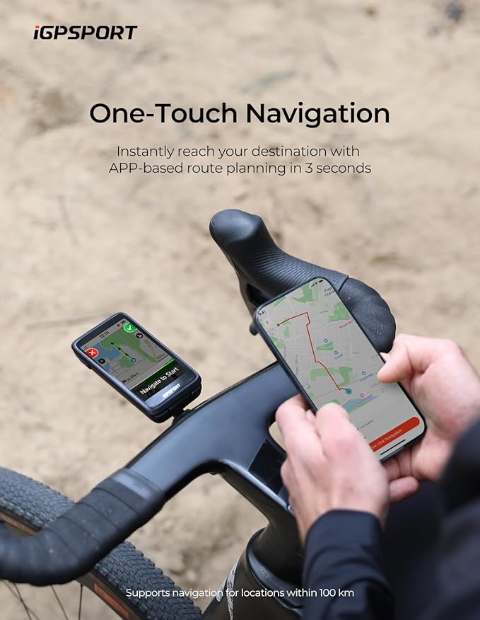 iGPSPORT BiNavi Bike Computer, Touch Screen Map Navigation Music Control Climb Tips Group Riding, Wireless GPS Cycling Computer