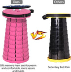 ALEVMOOM Portable Telescoping Collapsible Stool with Cushion & Bag, Retractable Folding Stool for Adults, Lightweight But Sturdy Capacity 440 lbs for Camping Fishing Hiking BBQ