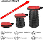 Upgraded Folding Stool Heavy Duty 550lbs Load Capacity Collapsible Portable Sturdy Telescopic Stool for Camping Travel Hiking (Red)