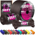 TECEUM 5/32" Paracord Rope 1000 – 1000ft / 200ft / 100ft / 50ft – Tactical Parachute Cord 4mm – 45+ Colors – Nylon String for Survival & Camping Gear – Stripe Cord for Survival – Utility Rope