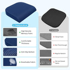 TranquilRelax Large Seat Cushion, Memory Foam Cushion for Long Sitting Hours on Office Chair, Home & Car, Non-Slip Chair Pad for Relieving Back & Sciatica & Hip & Coccyx Pain (Blue)