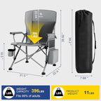 XL Heavy Duty Camping Chair 396lb Capacity (525lb Max) – Waterproof 1680D Oxford Fabric, 2" Padded Seat & Back, Cup Holder, Cooler Pocket, Portable for Camping, Beach & Tailgating (Slate/Black)