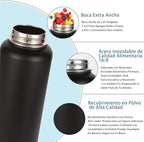 Volhoply Insulated Water Bottles Bulk 8 Pack, 40 oz Stainless Steel Sports Bottle with Paracord Handle & SpoutLid, Double Walled Metal Cups with Wide Mouth, Reusable Adult Water jug (Black,8 Set)