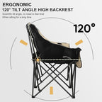 2 Person Fully Padded Camping Chair Oversized Loveseat Camping Chair Double Camping Chairs for Adults Heavy Duty Outdoor Camping Couch, Padded Seats & Armrests, 600Lbs, Beige