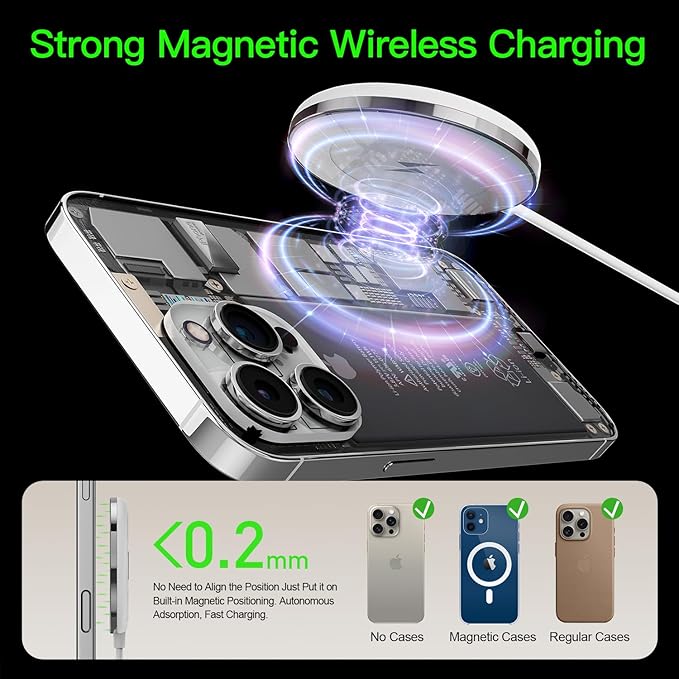 2025 Apple 2 Pack 15W Mag-Safe Charger 4FT Magnetic Wireless Charger with 20W Fast Charging Block Compatible with iPhone17/16/15/14/13/12 Series & AirPods 4/3/2/Pro/for iPhone Wireless Charger Stand