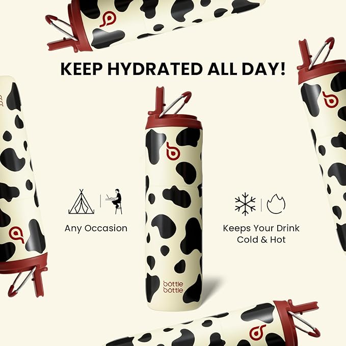 BOTTLE BOTTLE Insulated Water Bottle 24oz with Straw Lid and Handle for Sports Travel Gym Stainless Steel Water Bottles Double-Wall Vacuum Metal Leak Proof BPA-Free