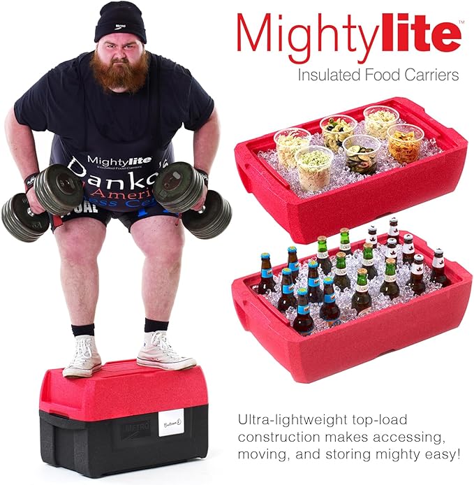 Metro Mightylite ML180XL Top Load Insulated Food Carrier - Professional-Grade Multipurpose Pan Carrier, Insulated Cooler and Food Warmer with Extra Capacity Lid - 45 qt or 5 Pan Capacity