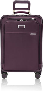 Briggs & Riley Essential 22" Carry On Expandable Spinner - Luggage for Travel, Suitcases with Wheels, Softside Rolling Bag for Men & Women, Self-Repairing Zipper - Baseline Collection, Plum