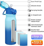 BJPKPK Insulated Water Bottle 25oz Stainless Steel Water Bottles With Straw And Carry Handle Double Wall Metal Thermo,Sky