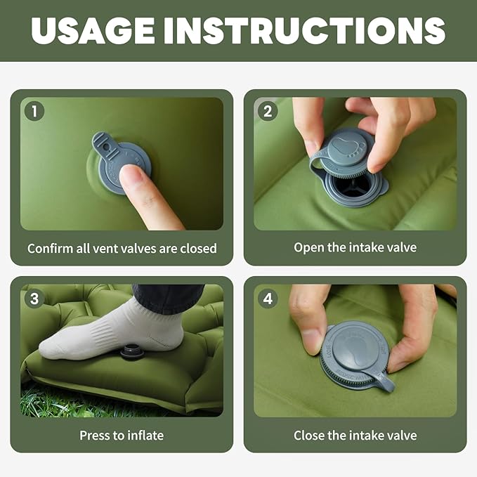 Double Camping Sleeping Pad with Pillow, Built-in Foot Pump Inflatable Sleeping Pad, Ultralight Air Mattress, Durable Waterproof Camping Pad for for Tent, Backpacking, Hiking