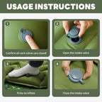 Double Camping Sleeping Pad with Pillow, Built-in Foot Pump Inflatable Sleeping Pad, Ultralight Air Mattress, Durable Waterproof Camping Pad for for Tent, Backpacking, Hiking