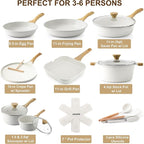 SENSARTE Nonstick Ceramic Cookware Set 23-Piece, Healthy Pots and Pans Set, Non-toxic Kitchen Cooking Set with Stay-Cool Handles, Silicone Utensils and Pot Protectors, PFAS & PFOA Free