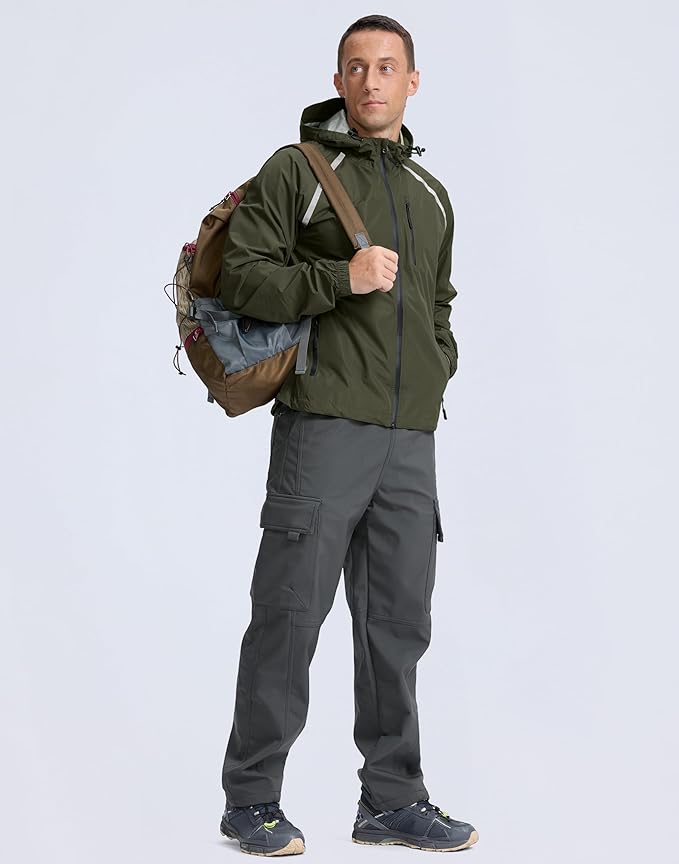 Men's Cycling Rain Jackets Waterproof Running Bike Windbreaker Lightweight Packable Hooded Jacket