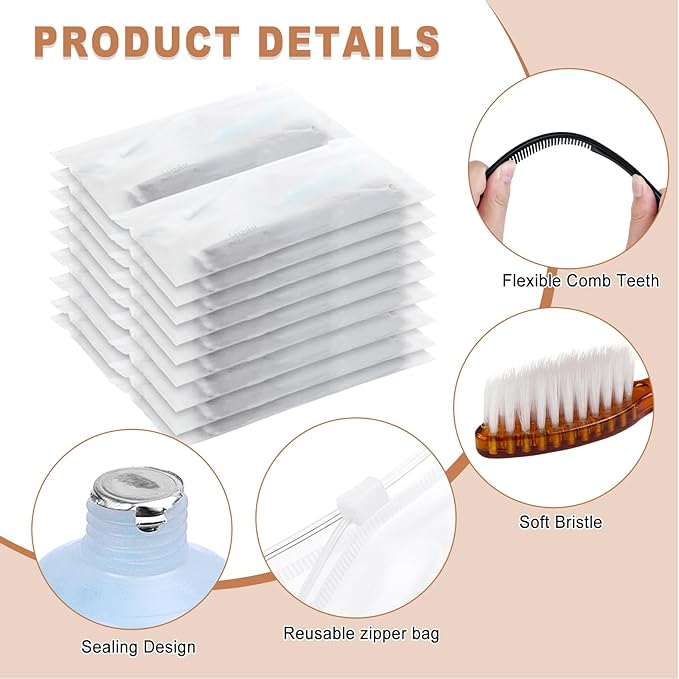 50-Pack Toiletry Kits - Personal Hygiene & Travel Kit for Men, Women & Charity - Disposable, Bulk Homeless Care Package Supplies