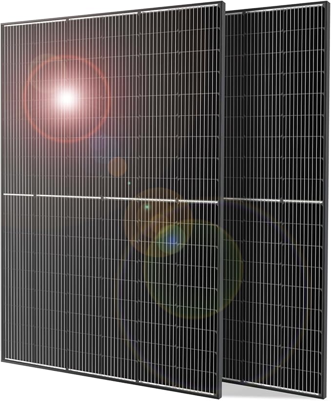 DOKIO 800W (2×400W) Monocrystalline Solar Panels 12/24V, 3 m Leads Each for Yard/Garden - Backyard Shed/Cabin/Patio, Off-Grid 12V Systems, Prefer Parallel for Stable Output, Fewer Connections