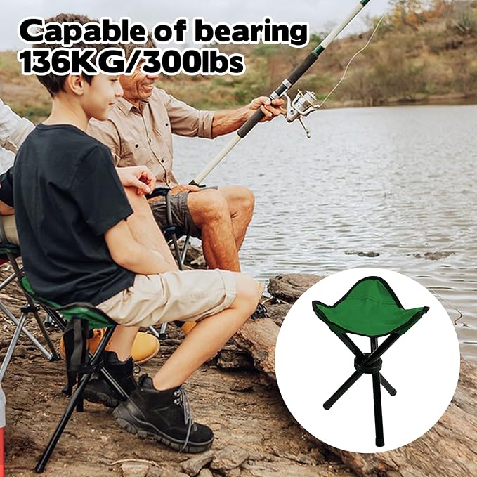 Travel Folding Camping Stool, 14.6 inches Tripod Chair and Maximum weight 300 lbs Outdoor Portable Party Chair Fishing Chair Seat for Camping Fishing Hiking Gardening and Beach Garden Painting