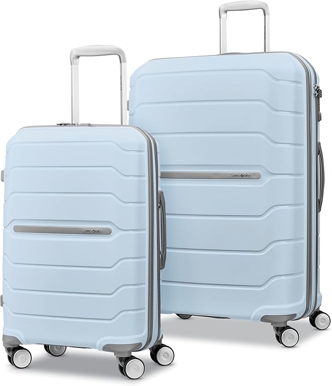 Samsonite Freeform 2-Piece Luggage Set - Carry-On & Large Checked Luggage with Dual Spinner Wheels - Durable Polypropylene Hardshell - TSA Lock, Airline-Approved - Expandable Hard Shell Powder Blue