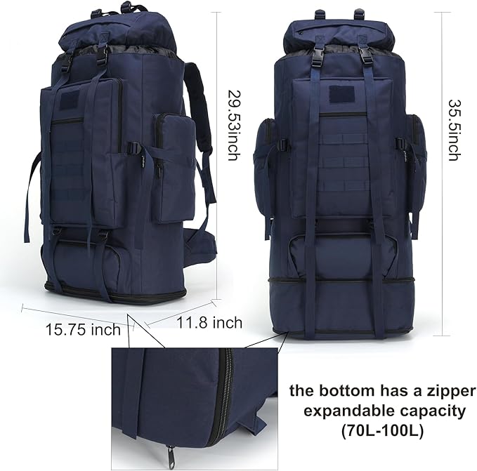 Hiking Backpack for Men 70L/100L Camping Backpack Military Rucksack Molle 3 Days Assault Pack for Climbing