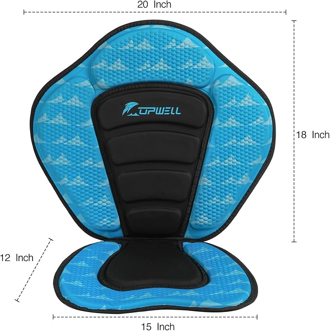 UPWELL Universal Kayak Seat with Detachable Storage Bag & 4 Adjustable Strap, Paddle Board Seat with Memory Foam Padded and Backrest for Kayak, Canoe, Sup