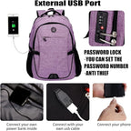 SHRRADOO Anti Theft Laptop Backpack Travel Backpacks with usb Charging Port for Women Men High School College Backpack Computer Bag Fits 17 Inch Laptop,Purple | Travel Backpacks, usb Charging Port, College Backpack, Computer Bag