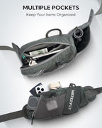 WATERFLY Fanny Pack Waist Bag: Hiking Water Bottle Holder with Strap Waist Pack for Women Men Hydration Hip Packs for Running Walking Traveling-Gray