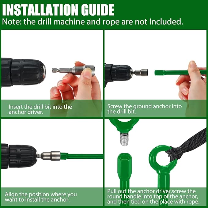 Lasnten 6 Pcs 30 Inch Heavy Duty Ground Anchor Spiral Blade Earth Anchor Kit Metal Anchor Hook Beach Sand Stakes Camping for Securing Animals, Shelters, Tents, Canopies (Green)