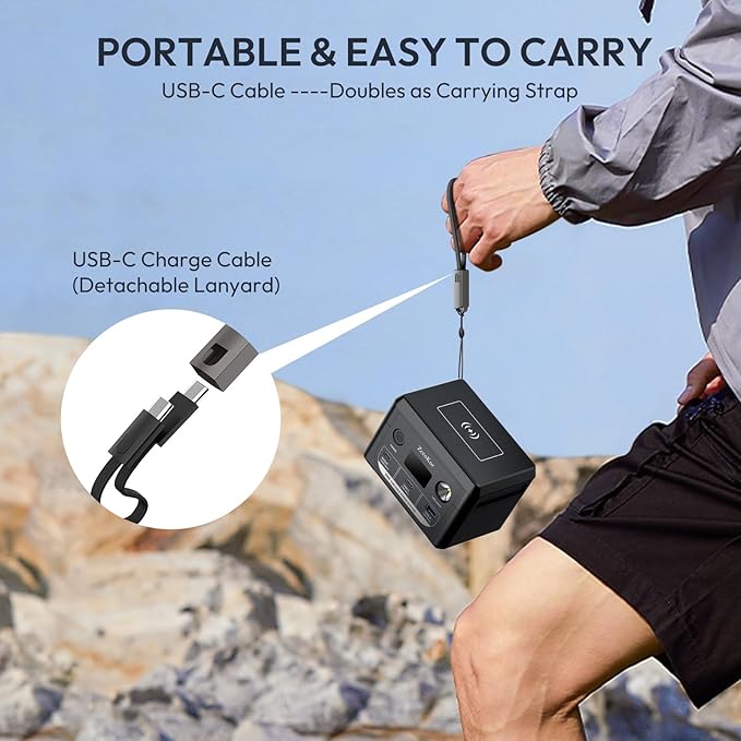 Solar Power Station with Foldable Solar Panel 40W, 110V AC Outlet Camping Portable Solar Generator with Panel, 100W Power Bank USB C Fast Charging Battery Pack for Laptop Smart Device Outdoor Backup