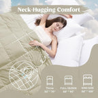 puredown® Queen Size Blanket for Bed, Ultra Soft Lightweight Down & Feather Fill, All Season Microfiber Blanket, Machine Washable, 88"X90", Beige