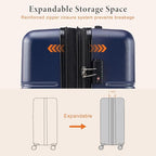 Sweetcrispy Carry on Suitcase Set, Luggage with Spinner Wheels, Hard Shell ABS, TSA Lock, Navy Blue, 3-PCS Set (20/24/28 inch)