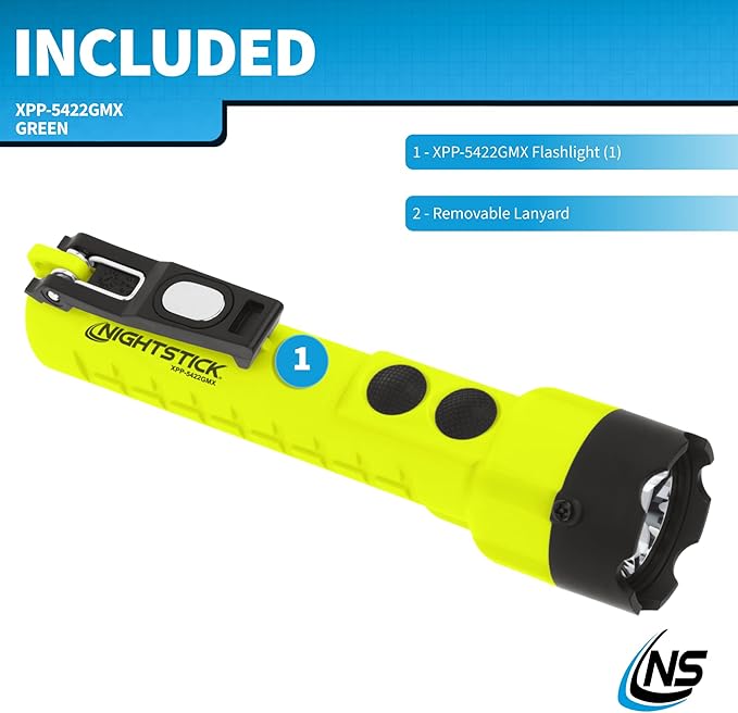 Nightstick XPP-5422GMX X-Series Intrinsically Safe Dual-Light Flashlight with Dual Magnets, Green/Black