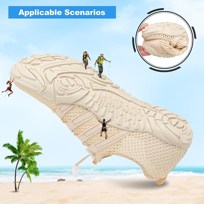 L-RUN Barefoot Water Shoes Women Mens Aqua Sock Athletic Hiking Water Sports Shoes for Swim Beach Pool Sand Diving Walking