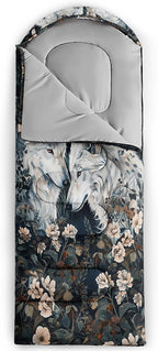 Sleeping Bags for Adults and Kids，3D Printing Camping Sleeping Bag for Girls Boys Lightweight Waterproof Cold/Warm 3-Season，Outdoor Travel with Compression Bags