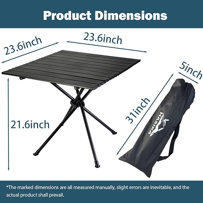 HASIKA Folding Camping Table Large Size Portable Camping Side Table for Outdoor, Beatch, Tailgating, Picnic, Grilling