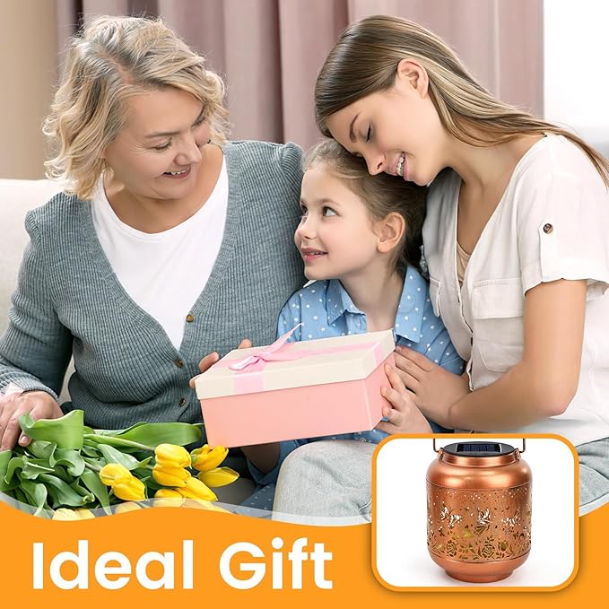 Birthday Gifts for Women Mom Grandma Solar Lantern Outdoor Waterproof, Gardening Gifts for Women, Butterfly Garden Decor Hanging Solar Lights Yard Decorations Outdoor, Backyard, Patio, Porch