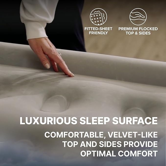 SLEEPLUX Dream Luxury Twin Air Mattress, Built-in Dual Pump, Stays Inflated All Night, 18” Double-High Blow-Up Airbed with Coil Beams, for Guests, RV Camping & Home, 1-Year Warranty
