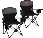 LET'S CAMP Camping Chair 2 Pack Folding Chair with 3-Can Cooler Bag Portable Lawn Chair with Cup Holder,Storage Pocket, Supports 225LBS, Collapsible Chair for Camp, Beach, Picnic (Black)